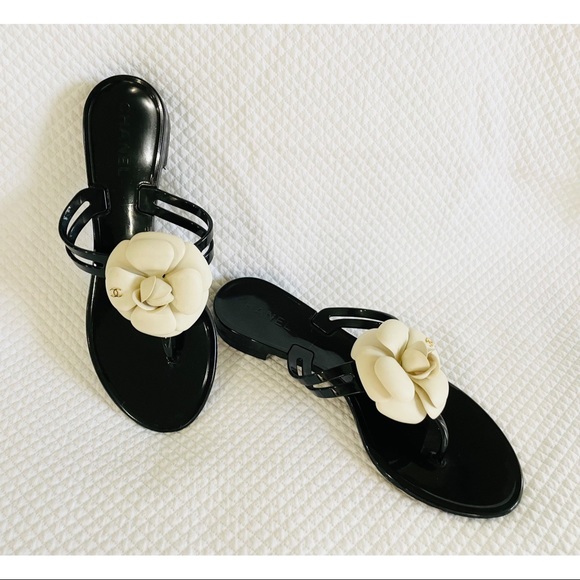 CHANEL CAMELLIA SANDALS Size 37 - Picture 1 of 16